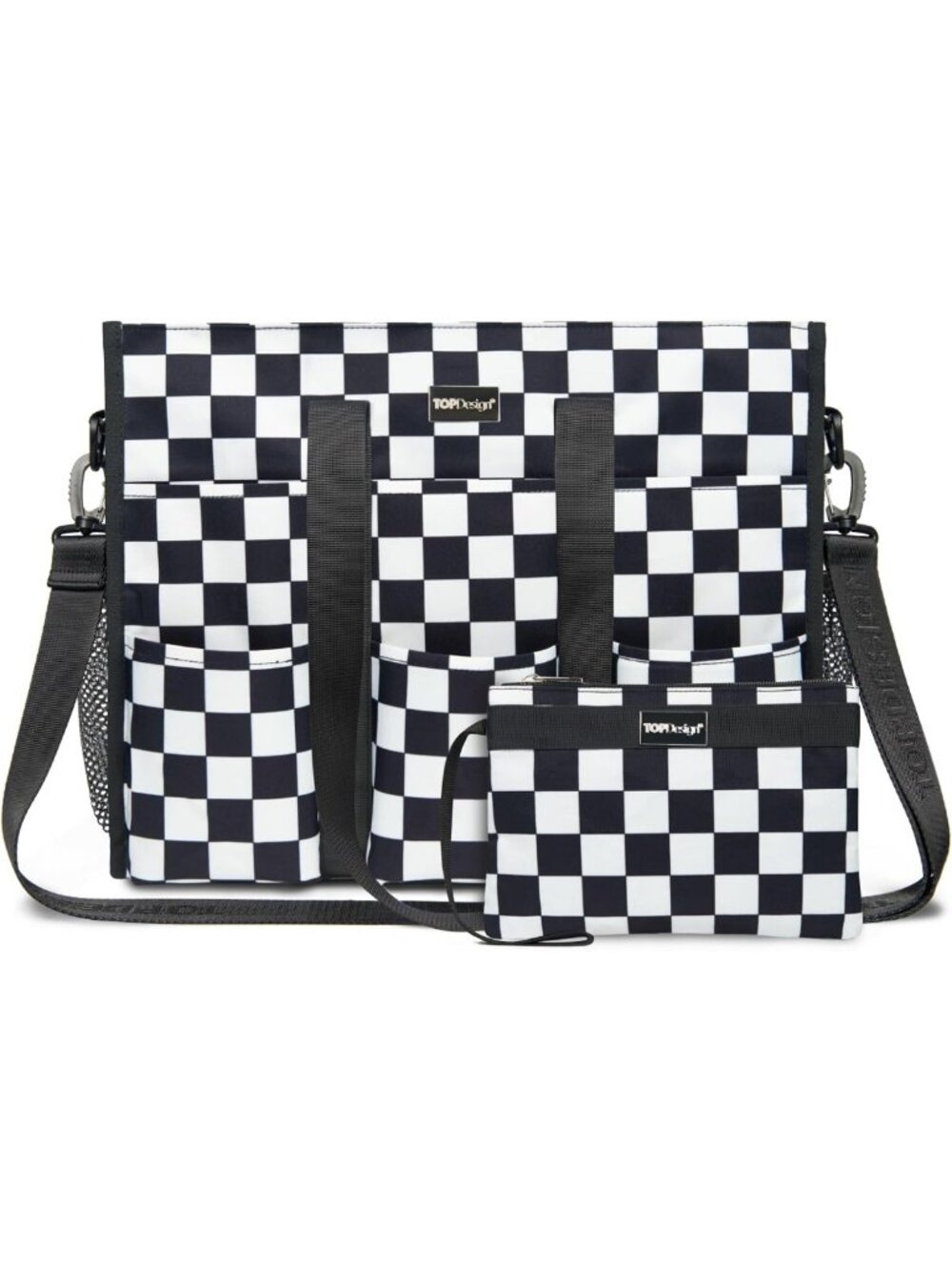 Utility Water-Resistant Tote Bag with 22 Pockets & Zipper Closure - Perfect for